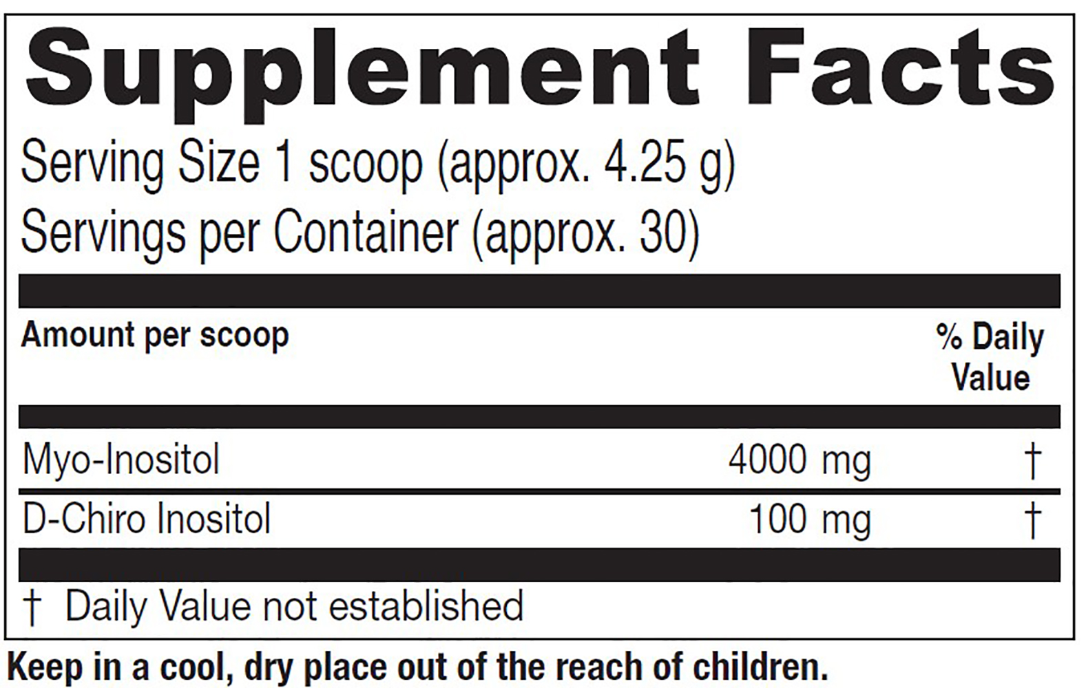 supplement facts label for optinositol